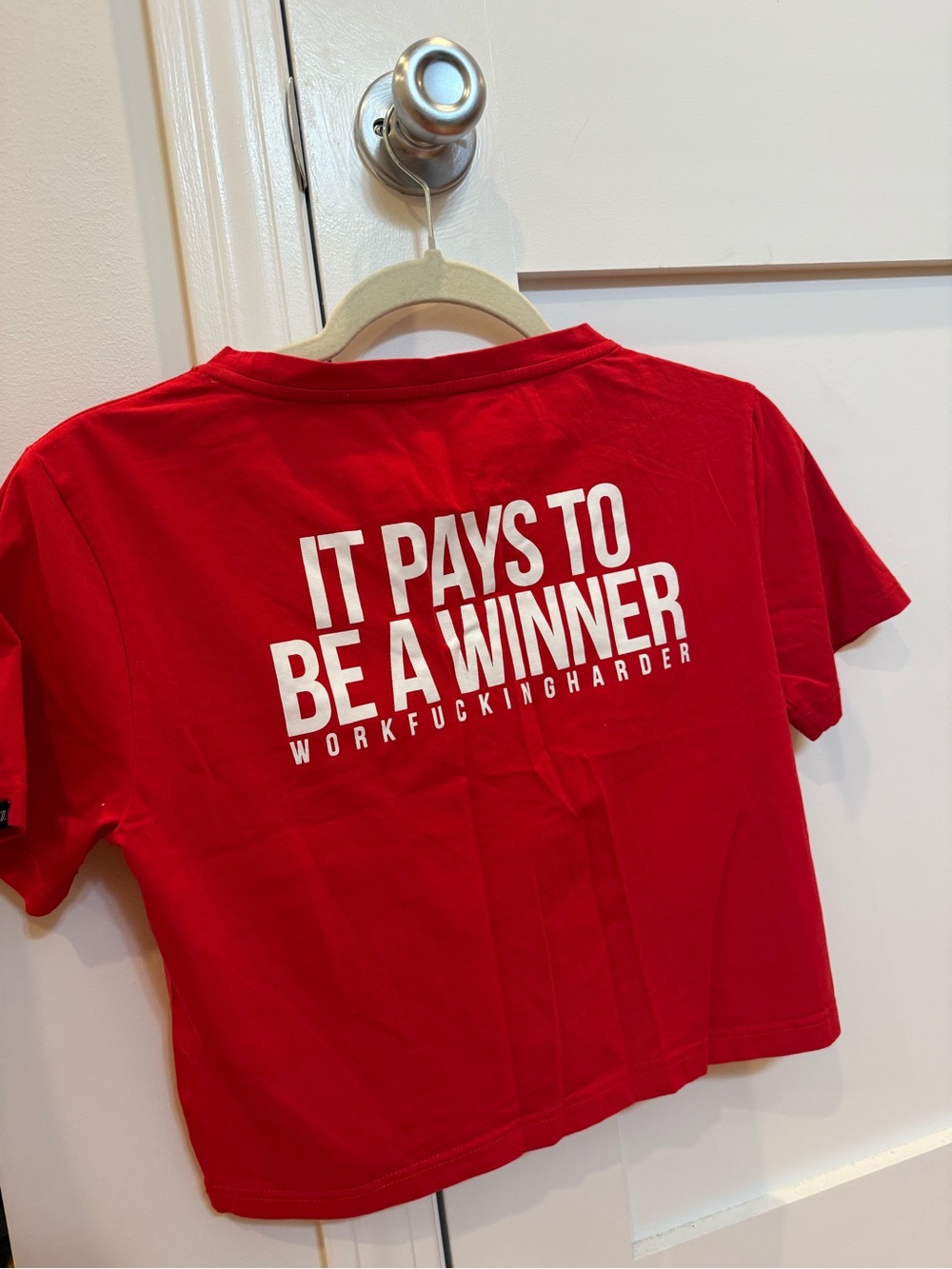 NFQ Red Graphic Crop Tee - IT PAYS TO BE A WINNER - M